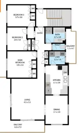 Floorplan of Homely unit listing, 1/6 Ottiwell Street, Woorim QLD 4507