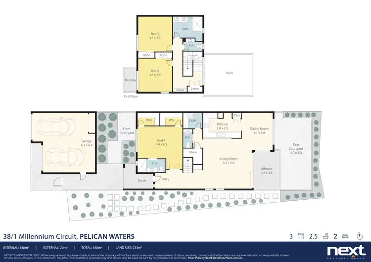 Floorplan of Homely villa listing, 38/1 Millennium Circuit, Pelican Waters QLD 4551