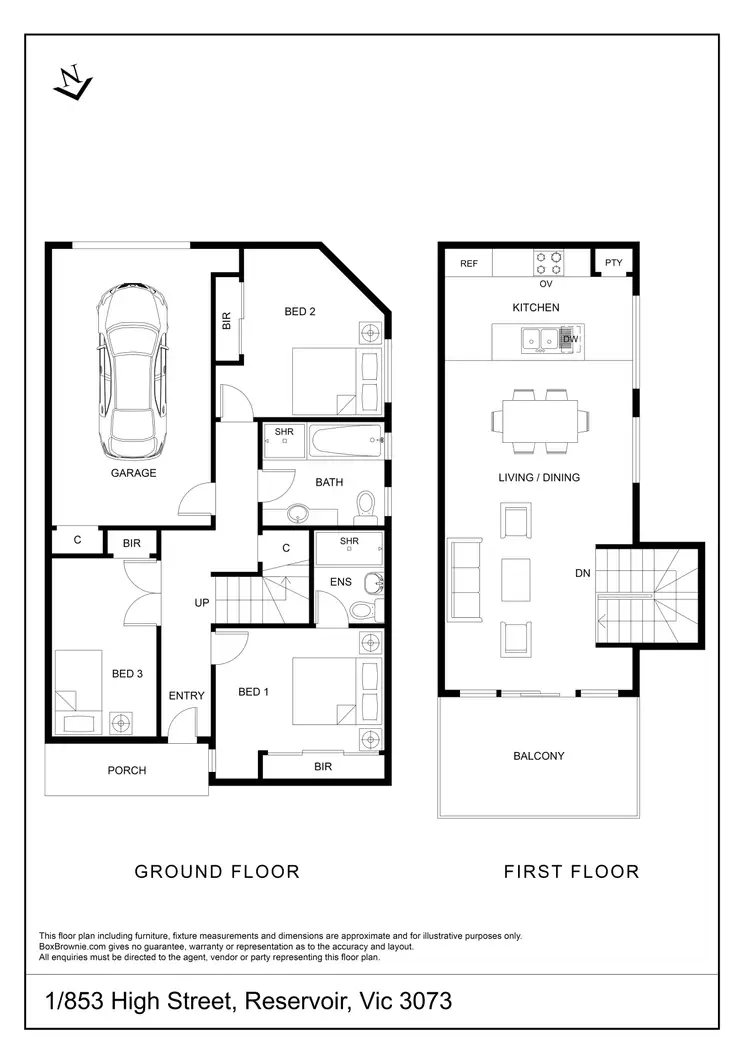 Floorplan of Homely townhouse listing, 1/853 High Street, Reservoir VIC 3073