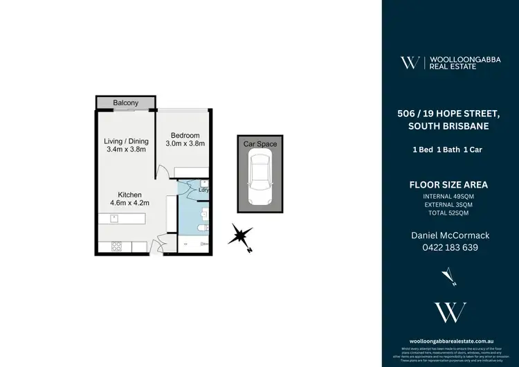 Floorplan of Homely apartment listing, 506/19 Hope Street, South Brisbane QLD 4101