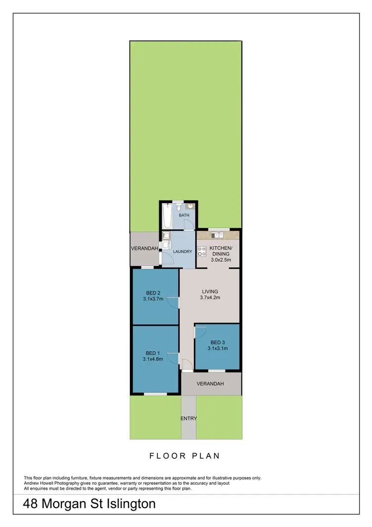 Floorplan of Homely semi-detached listing, 48 Morgan Street, Islington NSW 2296