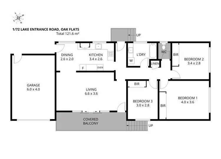 Floorplan of Homely villa listing, 1/72 Lake Entrance Road, Oak Flats NSW 2529
