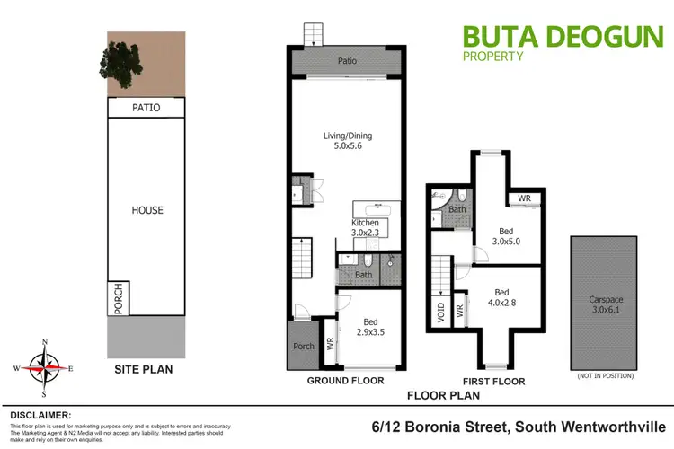 Floorplan of Homely townhouse listing, 6/12 Boronia Street, South Wentworthville NSW 2145