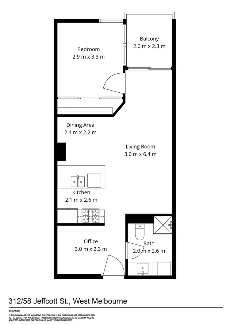 Floorplan of Homely apartment listing, 312/58 Jeffcott Street, West Melbourne VIC 3003