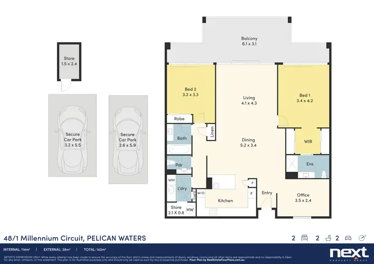 Floorplan of Homely apartment listing, 48/1 Millennium Circuit, Pelican Waters QLD 4551