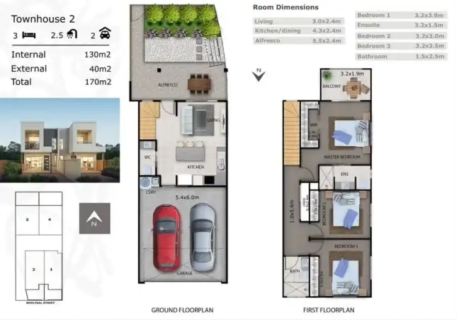 Floorplan of Homely townhouse listing, 2/44 Booligal Street, Carina QLD 4152