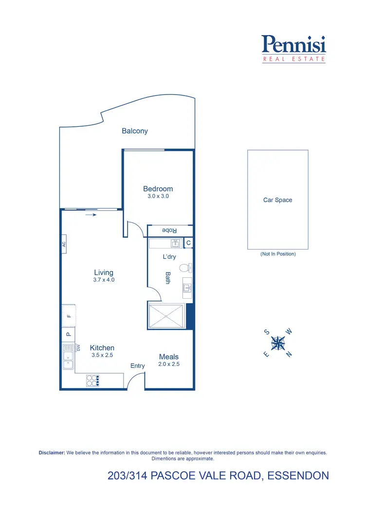 Floorplan of Homely apartment listing, 203/314 Pascoe Vale Road, Essendon VIC 3040