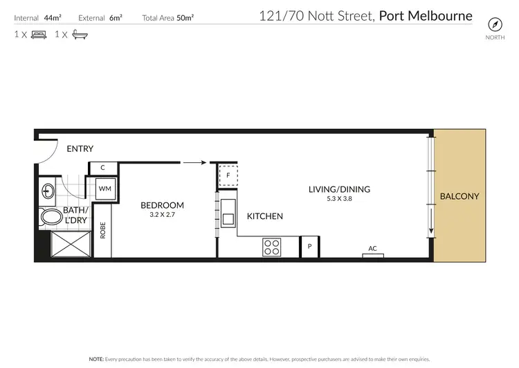 Floorplan of Homely apartment listing, 121/70 Nott Street, Port Melbourne VIC 3207