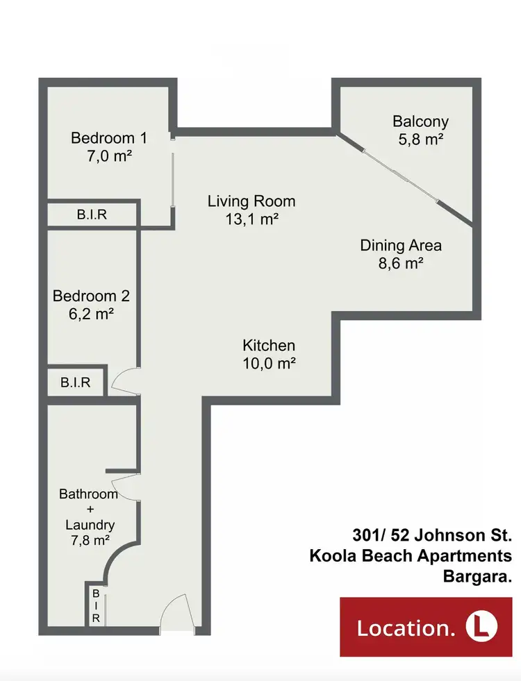 Floorplan of Homely unit listing, 304/52 Johnson St, Bargara QLD 4670