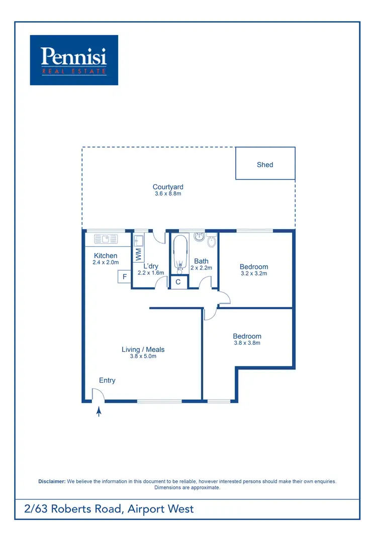 Floorplan of Homely unit listing, 2/63 Roberts Road, Airport West VIC 3042
