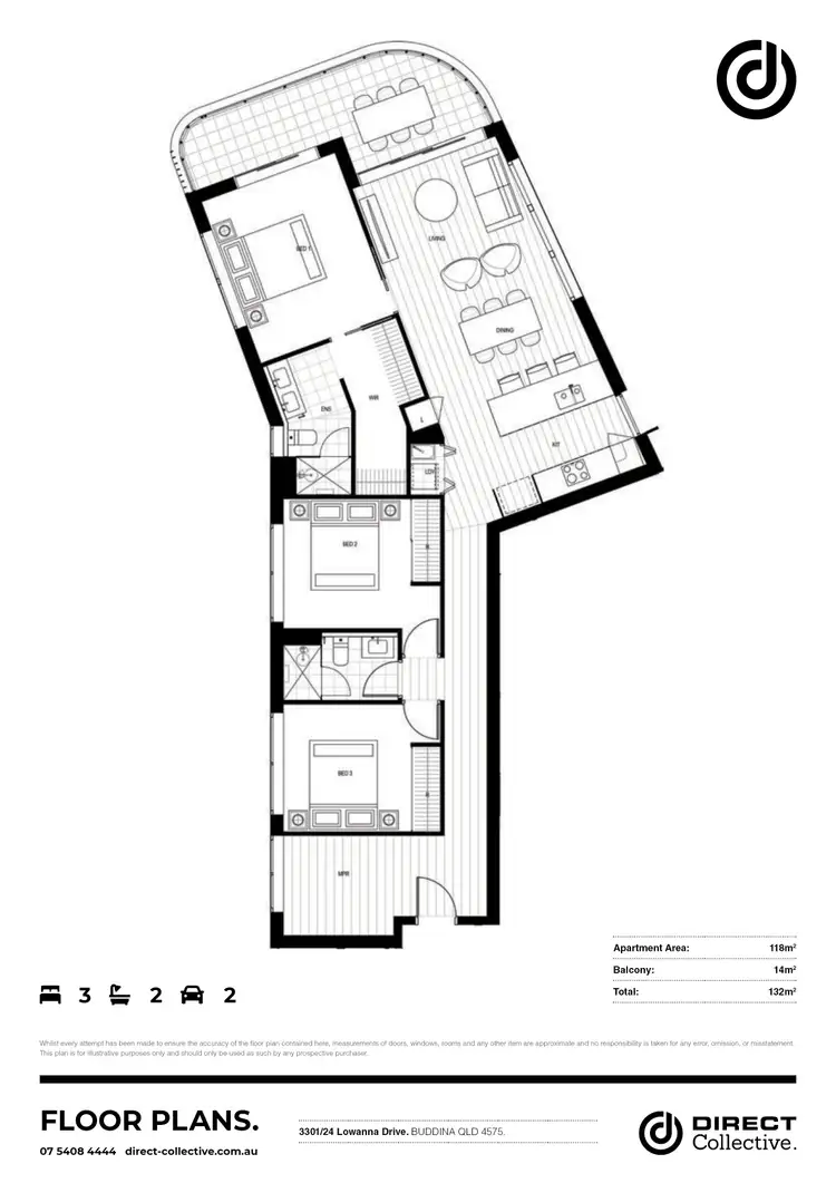 Floorplan of Homely apartment listing, 3301/42 Lowanna Drive, Buddina QLD 4575