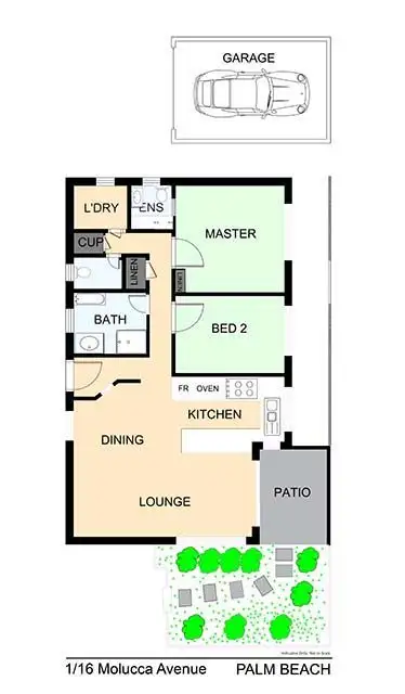 Floorplan of Homely villa listing, 1/16 Molucca Avenue, Palm Beach QLD 4221