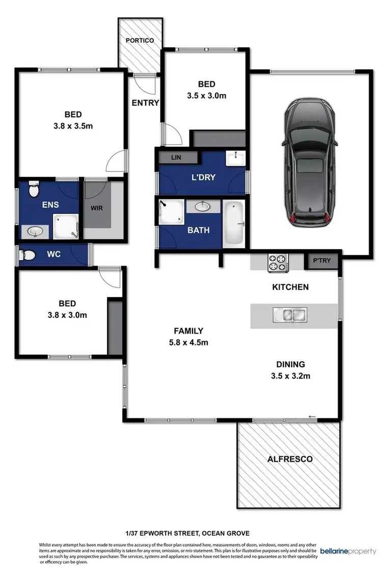 Floorplan of Homely townhouse listing, 1/37 Epworth Street, Ocean Grove VIC 3226