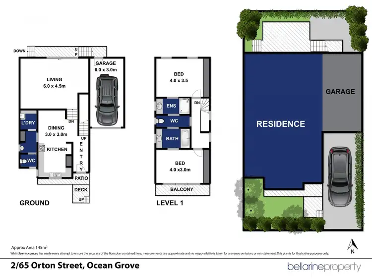 Floorplan of Homely townhouse listing, 2/65 Orton Street, Ocean Grove VIC 3226