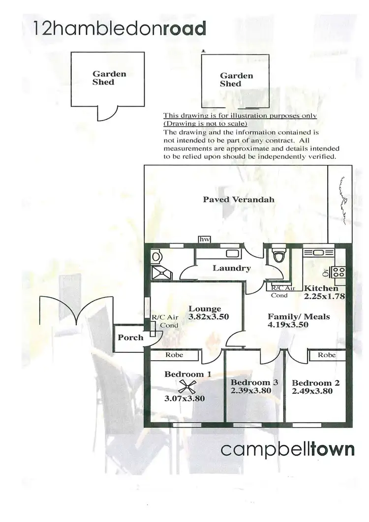 Floorplan of Homely semi-detached listing, 12 Hambledon Road, Campbelltown SA 5074