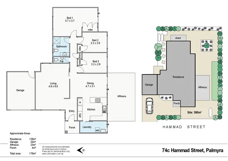 Floorplan of Homely unit listing, C/74 Hammad St, Palmyra WA 6157