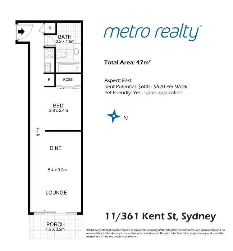 Floorplan of Homely studio listing, 11/361-363 Kent Street, Sydney NSW 2000