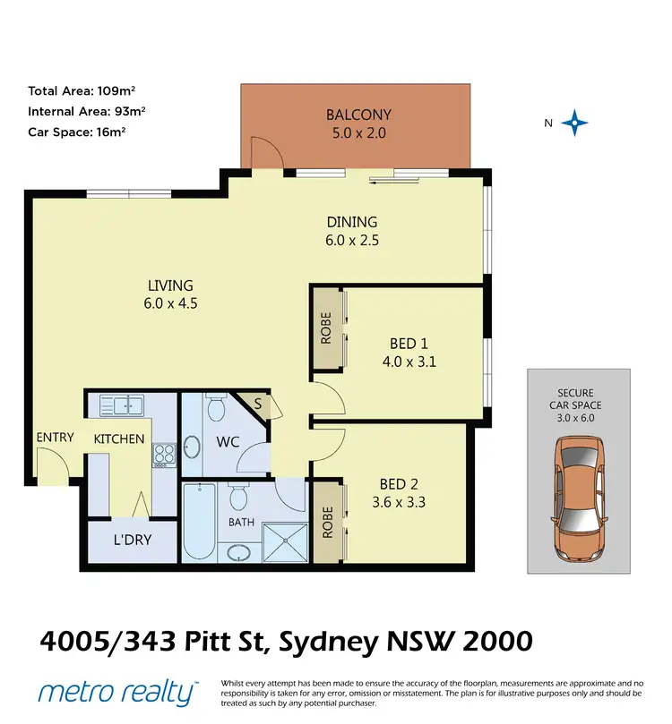 Floorplan of Homely apartment listing, 4005/343 Pitt St, Sydney NSW 2000