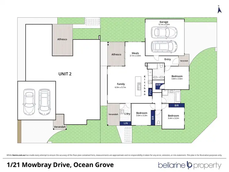 Floorplan of Homely townhouse listing, 1/21 Mowbray Drive, Ocean Grove VIC 3226