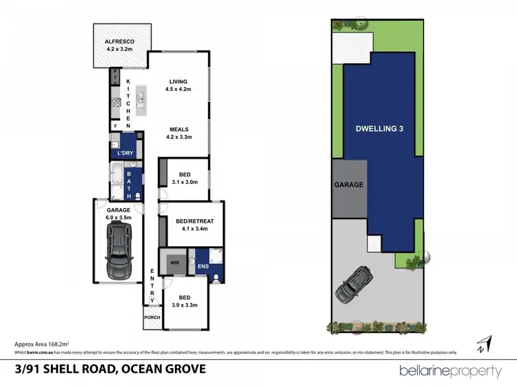 Floorplan of Homely townhouse listing, 3/91 Shell Road, Ocean Grove VIC 3226