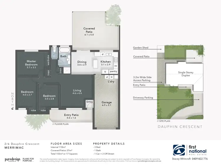 Floorplan of Homely semi-detached listing, 2/6 Dauphin Crescent, Merrimac QLD 4226