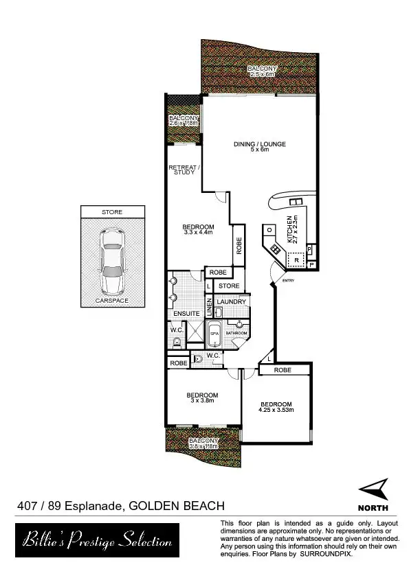 Floorplan of Homely unit listing, 407/89 Esplanade, Golden Beach QLD 4551