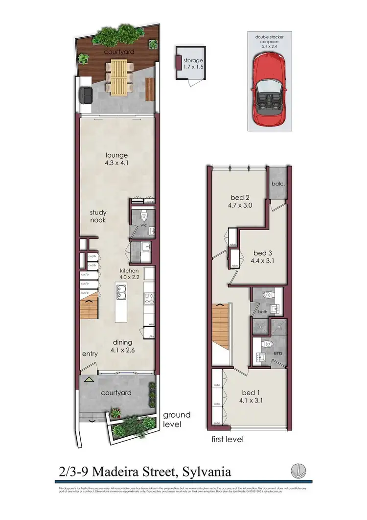 Floorplan of Homely townhouse listing, 2/3-9 Madeira Street, Sylvania NSW 2224