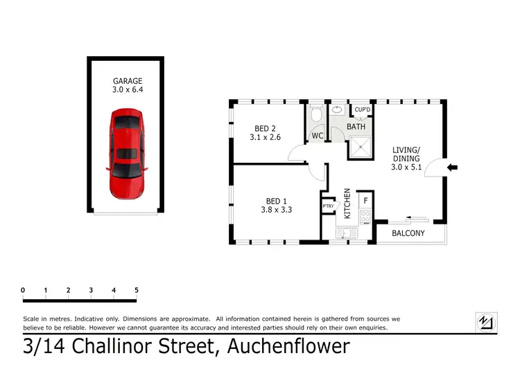 Floorplan of Homely unit listing, 3/14 Challinor Street, Auchenflower QLD 4066