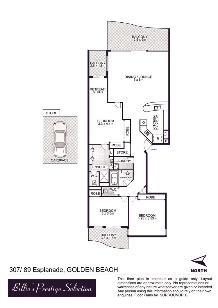 Floorplan of Homely unit listing, 307/89 Esplanade, Golden Beach QLD 4551