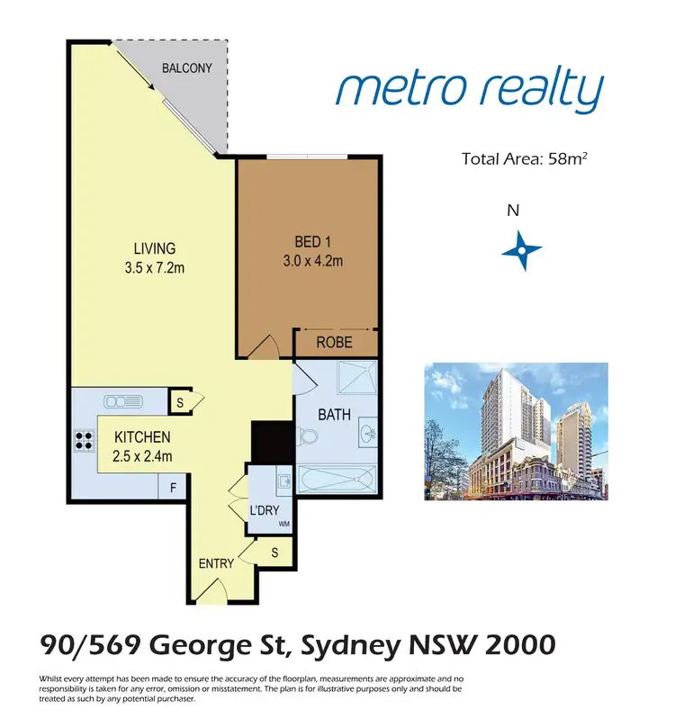 Floorplan of Homely apartment listing, 90/569-581 George Street, Sydney NSW 2000