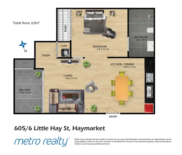 Floorplan of Homely apartment listing, 605/6 Little Hay Street, Haymarket NSW 2000