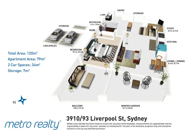 Floorplan of Homely apartment listing, 3910/93 Liverpool St, Sydney NSW 2000