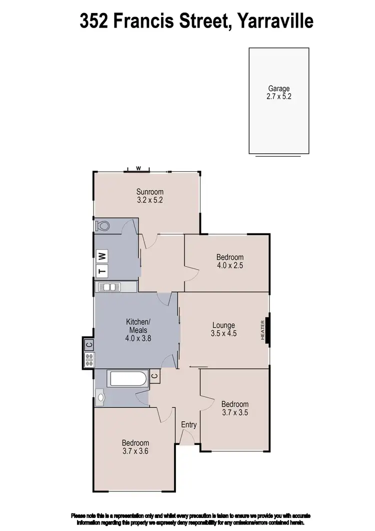Floorplan of Homely house listing, 352 Francis Street, Yarraville VIC 3013