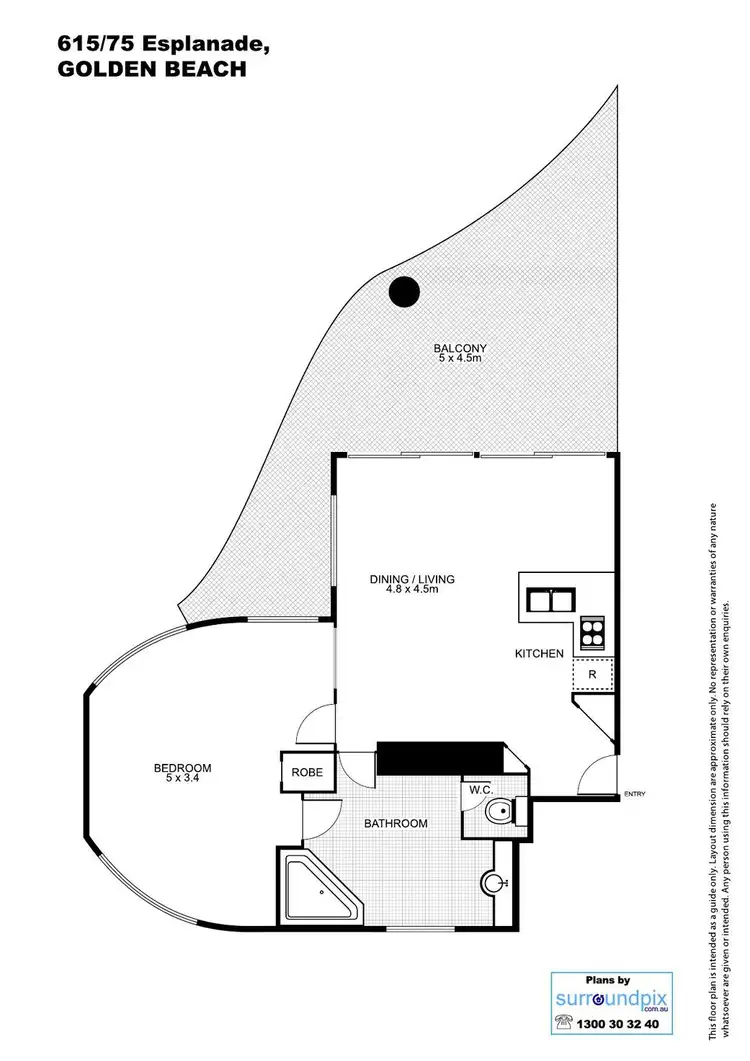 Floorplan of Homely unit listing, 615/75 Esplanade, Golden Beach QLD 4551