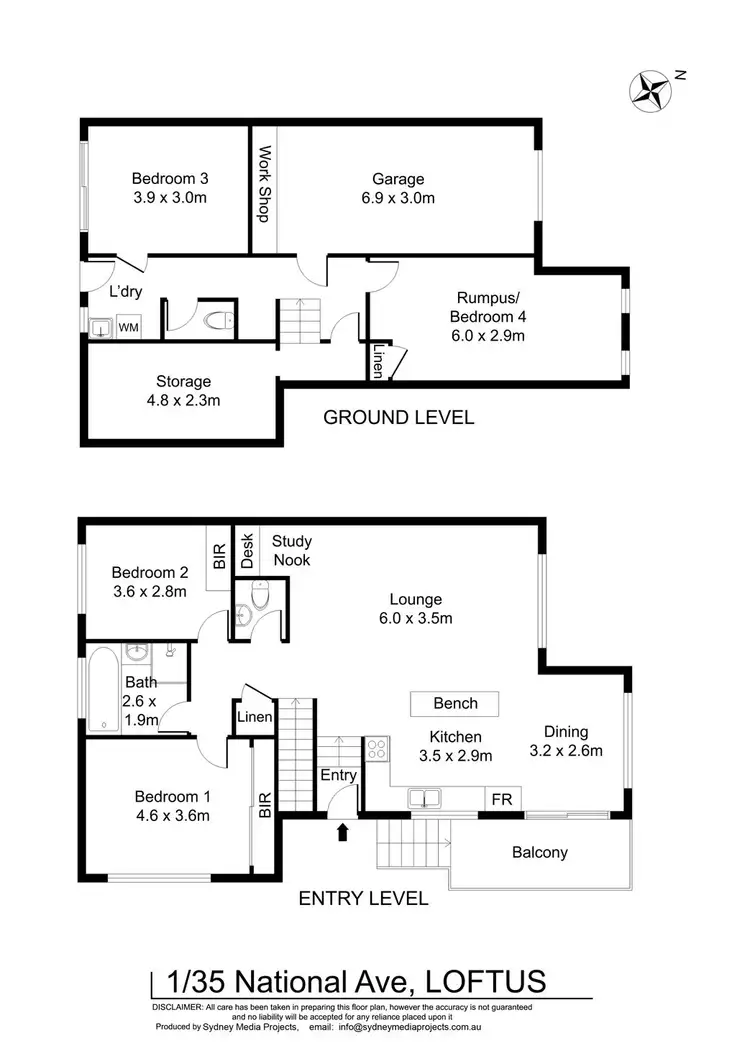Floorplan of Homely townhouse listing, 1/35 National Avenue, Loftus NSW 2232