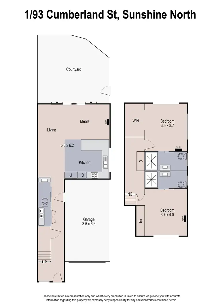 Floorplan of Homely townhouse listing, 1/93 Cumberland Street, Sunshine North VIC 3020