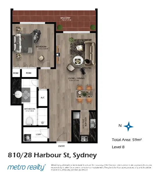 Floorplan of Homely apartment listing, 810/28 Harbour Street, Sydney NSW 2000