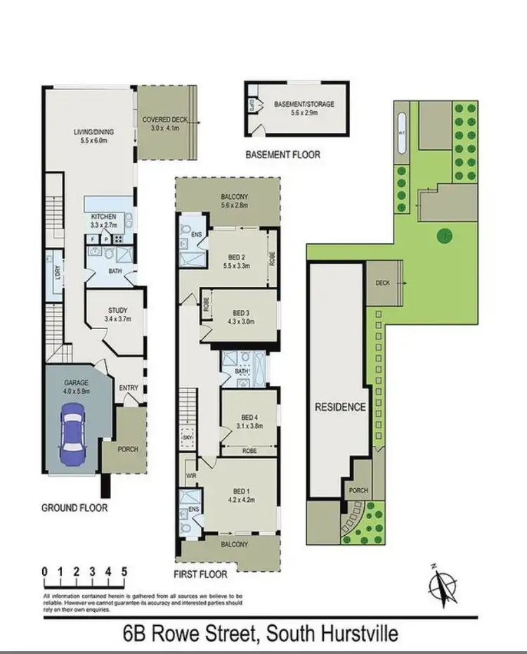 Floorplan of Homely semi-detached listing, 6b Rowe Street, South Hurstville NSW 2221