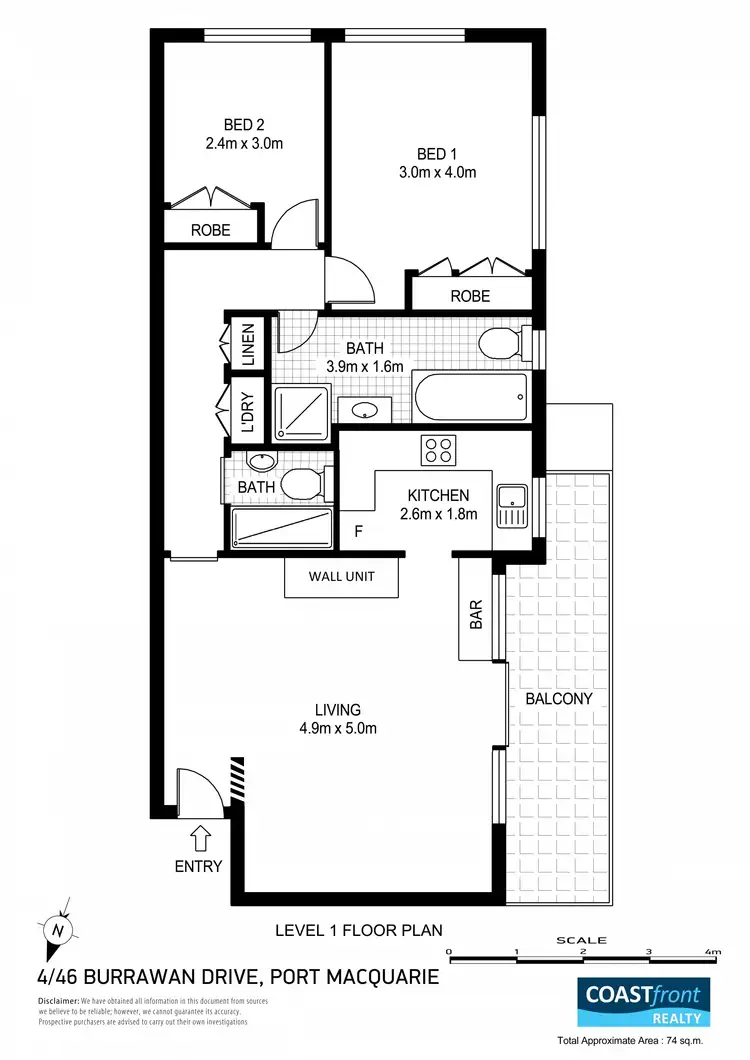 Floorplan of Homely apartment listing, 4/46 Burrawan Street, Port Macquarie NSW 2444