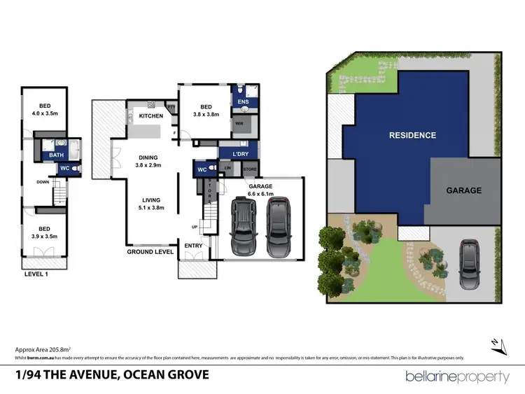 Floorplan of Homely townhouse listing, 1/94 The Avenue, Ocean Grove VIC 3226