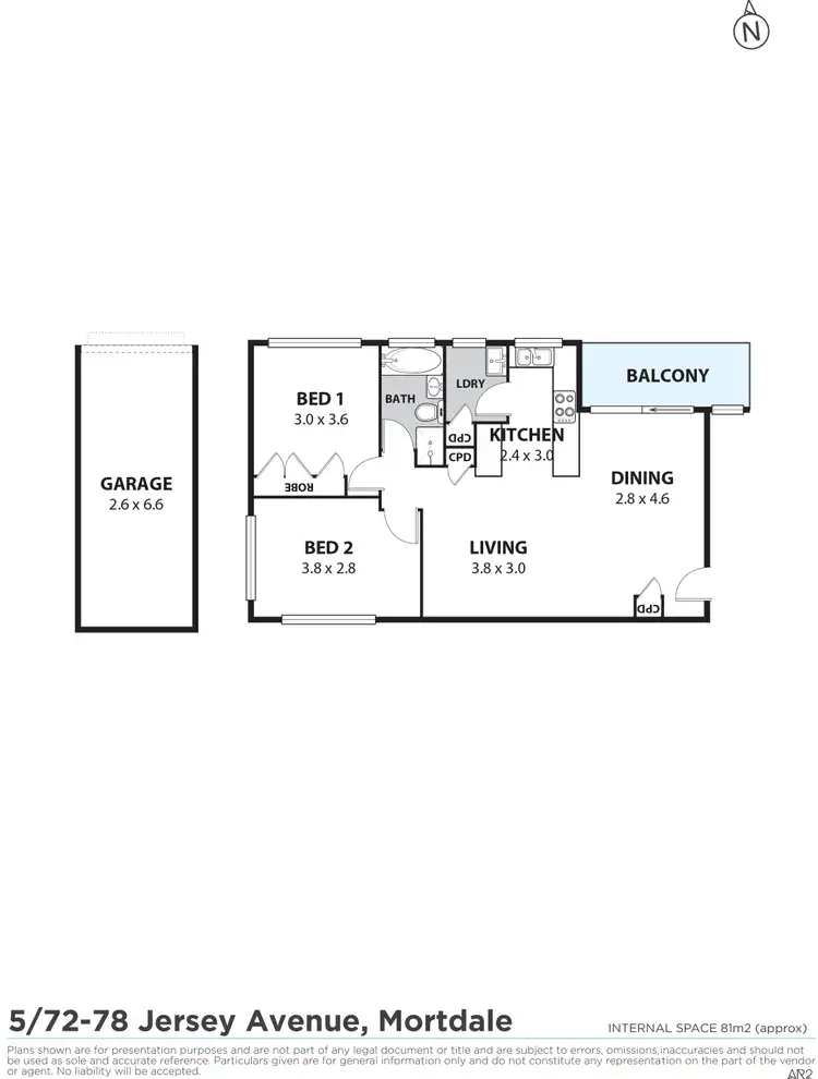 Floorplan of Homely unit listing, 5/72 Jersey Avenue, Mortdale NSW 2223