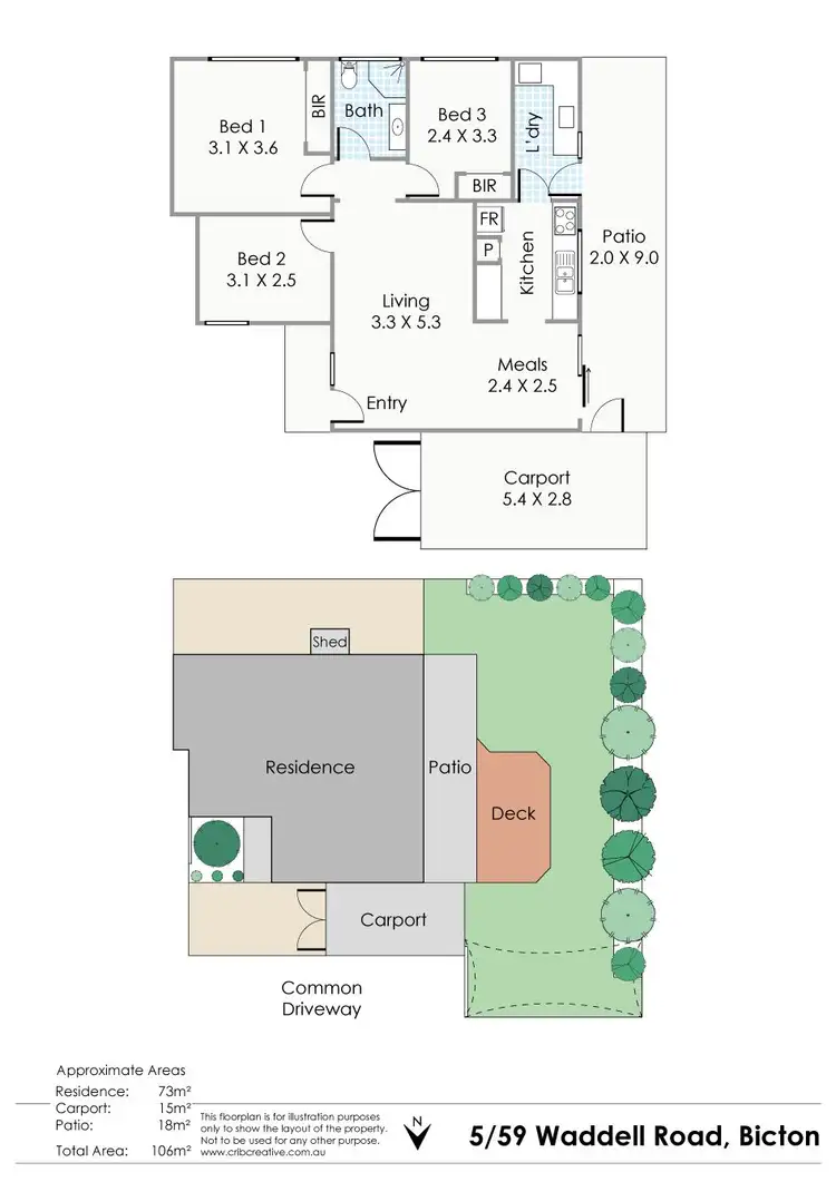 Floorplan of Homely villa listing, 5/59 Waddell Road, Bicton WA 6157