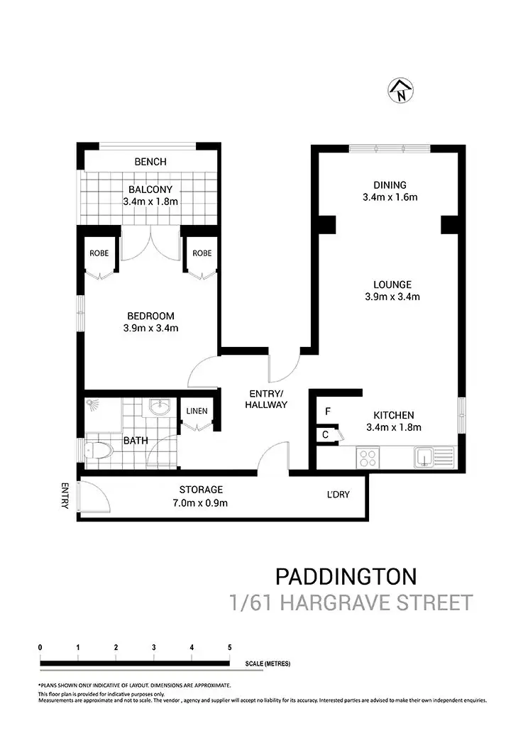 Floorplan of Homely apartment listing, 1/61 Hargrave Street, Paddington NSW 2021