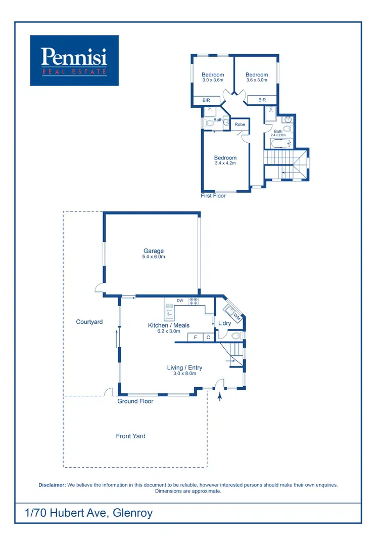 Floorplan of Homely townhouse listing, 1/70 Hubert Avenue, Glenroy VIC 3046