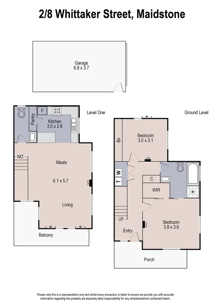 Floorplan of Homely townhouse listing, 2/8 Whittaker Street, Maidstone VIC 3012