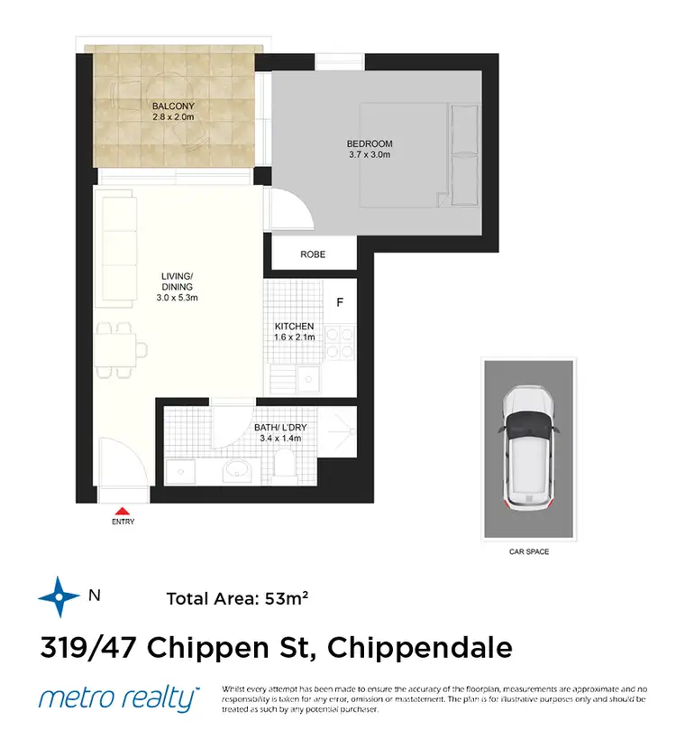 Floorplan of Homely apartment listing, 319/47-49 Chippen St, Chippendale NSW 2008