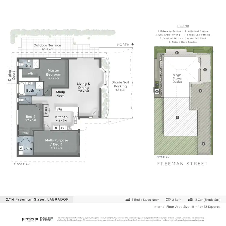 Floorplan of Homely semi-detached listing, 2/14 Freeman Street, Labrador QLD 4215