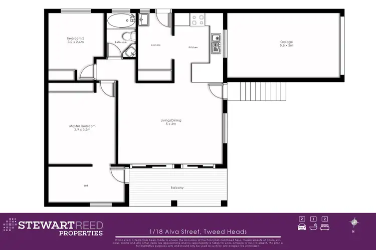 Floorplan of Homely semi-detached listing, 1/18 Alva Street, Tweed Heads NSW 2485