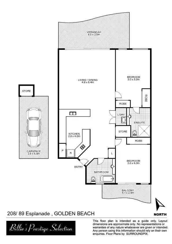 Floorplan of Homely unit listing, 208/89 Esplanade, Golden Beach QLD 4551
