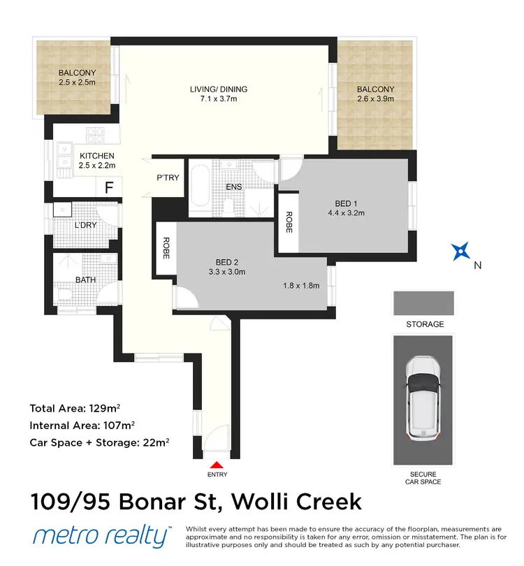 Floorplan of Homely apartment listing, 109/95 Bonar Street, Wolli Creek NSW 2205